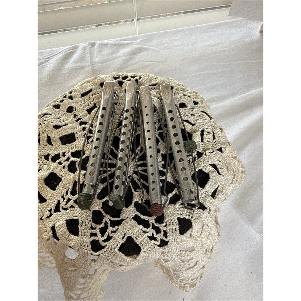 Vintage Lot Of 4 Solo Aluminum Hair Clip Curlers Rollers. 3 Tip Tops, 1 Goody.